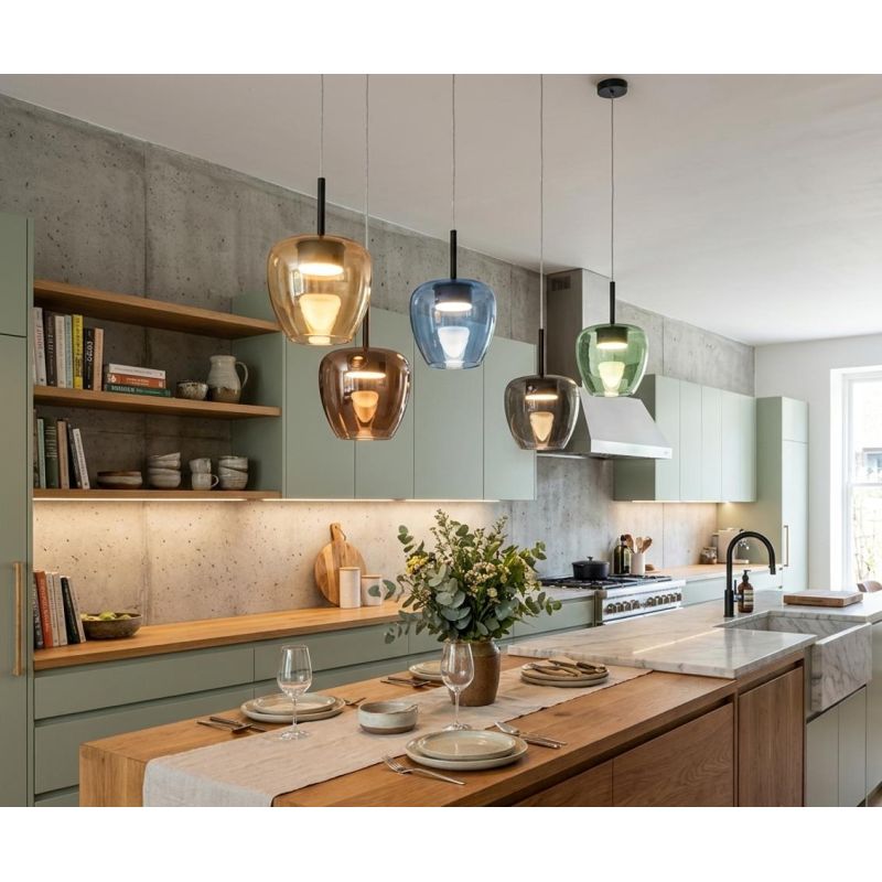 KYLIE SOSPENSIONE SINGOLA D16 CM CON DIFFUSORE DI VETRO IN 5 COLORI LAMPADINA ATTACCO GX53 MODERNA