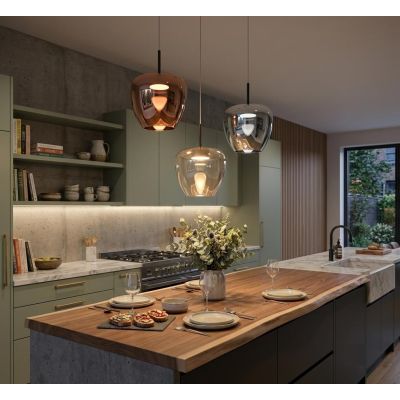 KYLIE SOSPENSIONE SINGOLA D24 CM CON DIFFUSORE DI VETRO IN 3 COLORI LAMPADINA ATTACCO GX53 MODERNA