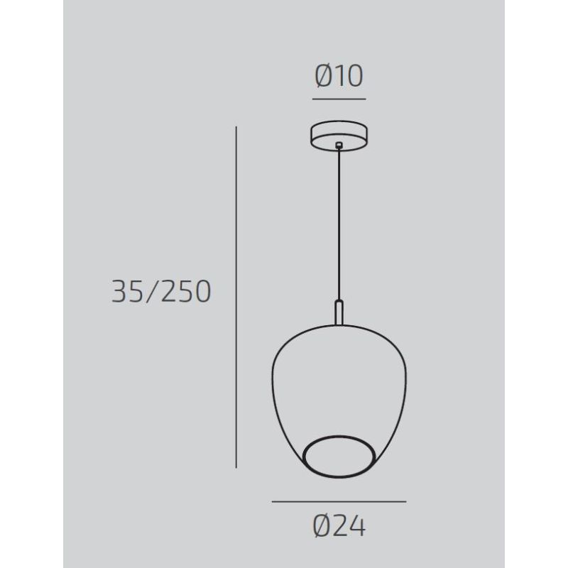 KYLIE SOSPENSIONE SINGOLA D24 CM CON DIFFUSORE DI VETRO IN 3 COLORI LAMPADINA ATTACCO GX53 MODERNA