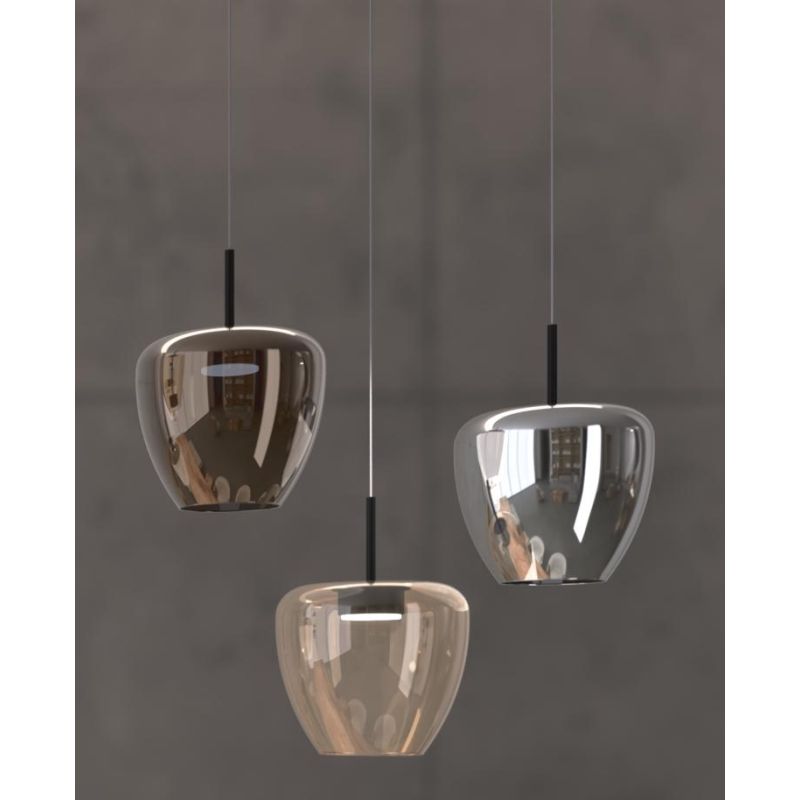 KYLIE SOSPENSIONE SINGOLA D24 CM CON DIFFUSORE DI VETRO IN 3 COLORI LAMPADINA ATTACCO GX53 MODERNA