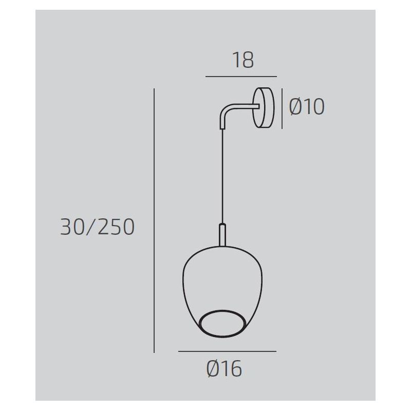 KYLIE LAMPADA DA PARETE MODERNA CON DIFFUSORE DI VETRO IN 5 COLORI D16 CM CON LAMPADINA ATTACCO GX53