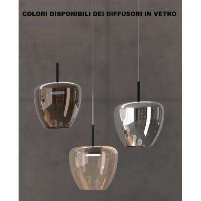 KYLIE SOSPENSIONE 2 LUCI CON DECENTRO OTTONE CON DIFFUSORI IN VETRO AMBRA LAMPADINE ATTACCO GX53 MODERNA