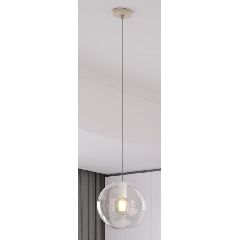 IRIS SOSPENSIONE SINGOLA IN 3 MISURE CON SFERA IN VETRO IRIDESCENTE LAMPADINA ATTACCO E27 DESIGN MODERNO