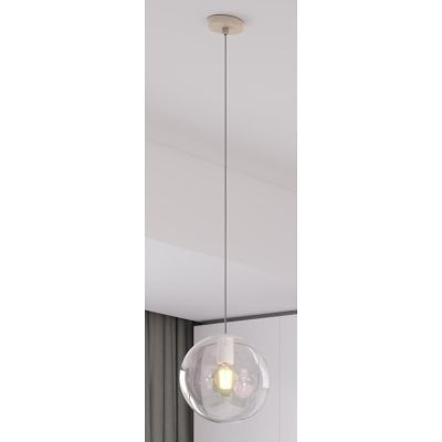 IRIS SOSPENSIONE SINGOLA IN 3 MISURE CON SFERA IN VETRO IRIDESCENTE LAMPADINA ATTACCO E27 DESIGN MODERNO