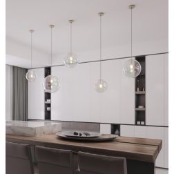 IRIS SOSPENSIONE SINGOLA IN 3 MISURE CON SFERA IN VETRO IRIDESCENTE LAMPADINA ATTACCO E27 DESIGN MODERNO 2
