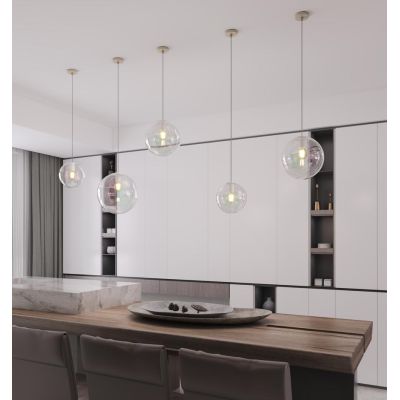 IRIS SOSPENSIONE SINGOLA IN 3 MISURE CON SFERA IN VETRO IRIDESCENTE LAMPADINA ATTACCO E27 DESIGN MODERNO