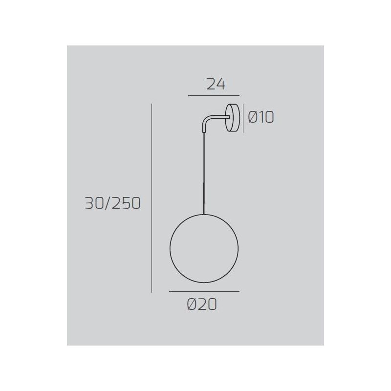 IRIS LAMPADA DA PARETE OTTONE CON SFERA IN VETRO IRIDESCENTE D20 CM LAMPADINA ATTACCO E27 DESIGN MODERNO