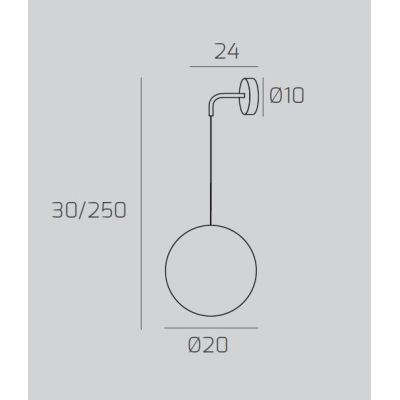 IRIS LAMPADA DA PARETE OTTONE CON SFERA IN VETRO IRIDESCENTE D20 CM LAMPADINA ATTACCO E27 DESIGN MODERNO