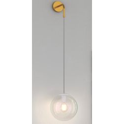 IRIS LAMPADA DA PARETE OTTONE CON SFERA IN VETRO IRIDESCENTE D20 CM LAMPADINA ATTACCO E27 DESIGN MODERNO