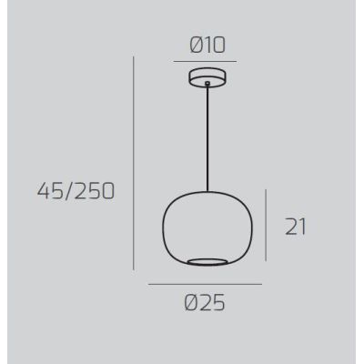 TIDE SOSPENSIONE SINGOLA D25 CM CON DIFFUSORE DI VETRO RIGATO AMBRA E FUME LAMPADINA ATTACCO E27 MODERNA