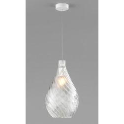 TIDE SOSPENSIONE SINGOLA D21 CM CON DIFFUSORE DI VETRO RIGATO AMBRA E TRASPARENTE LAMPADINA ATTACCO E27 MODERNA 2