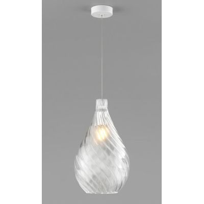 TIDE SOSPENSIONE SINGOLA D21 CM CON DIFFUSORE DI VETRO RIGATO AMBRA E TRASPARENTE LAMPADINA ATTACCO E27 MODERNA