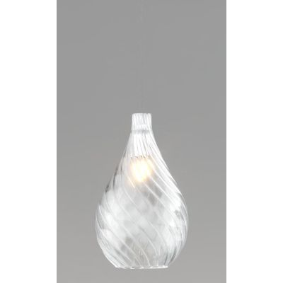 TIDE SOSPENSIONE SINGOLA D21 CM CON DIFFUSORE DI VETRO RIGATO AMBRA E TRASPARENTE LAMPADINA ATTACCO E27 MODERNA