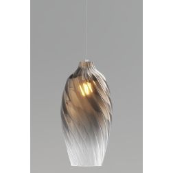 TIDE SOSPENSIONE SINGOLA D18 CM CON DIFFUSORE DI VETRO RIGATO AMBRA E BRONZO LAMPADINA ATTACCO E27 MODERNA 2