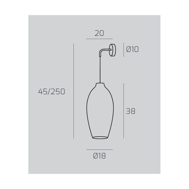 TIDE LAMPADA DA PARETE SABBIA CON DIFFUSORE DI VETRO RIGATO AMBRA E BRONZO LAMPADINA ATTACCO E27 MODERNA