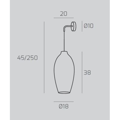 TIDE LAMPADA DA PARETE SABBIA CON DIFFUSORE DI VETRO RIGATO AMBRA E BRONZO LAMPADINA ATTACCO E27 MODERNA