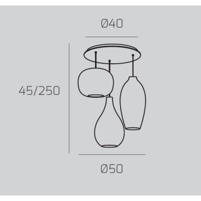 TIDE SOSPENSIONE ROTONDA 3 LUCI BIANCA CON DIFFUSORI IN VETRO RIGATO COLORATO LAMPADINE ATTACCO E27 MODERNA