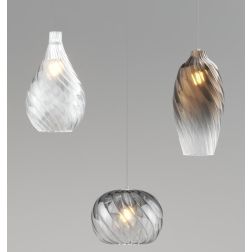 TIDE SOSPENSIONE LINEARE 3 LUCI BIANCA CON DIFFUSORI IN VETRO RIGATO COLORATO LAMPADINE ATTACCO E27 MODERNA 2