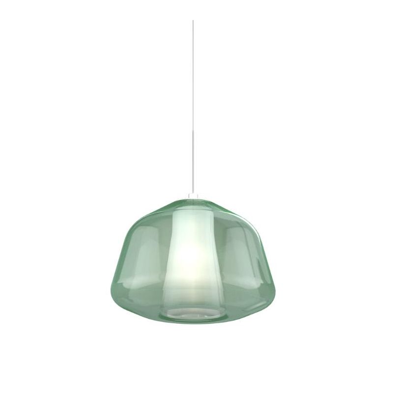 DOUBLE SKIN ALPHA SOSPENSIONE SINGOLA CON DIFFUSORE DI VETRO IN 3 COLORI LAMPADINA ATTACCO E27 MODERNA