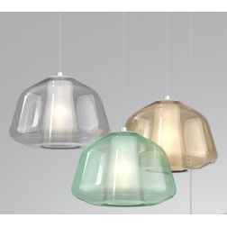 DOUBLE SKIN ALPHA SOSPENSIONE SINGOLA CON DIFFUSORE DI VETRO IN 3 COLORI LAMPADINA ATTACCO E27 MODERNA