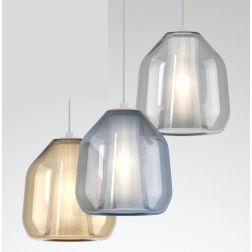 DOUBLE SKIN BETA SOSPENSIONE SINGOLA CON DIFFUSORE DI VETRO IN 3 COLORI LAMPADINA ATTACCO E27 MODERNA
