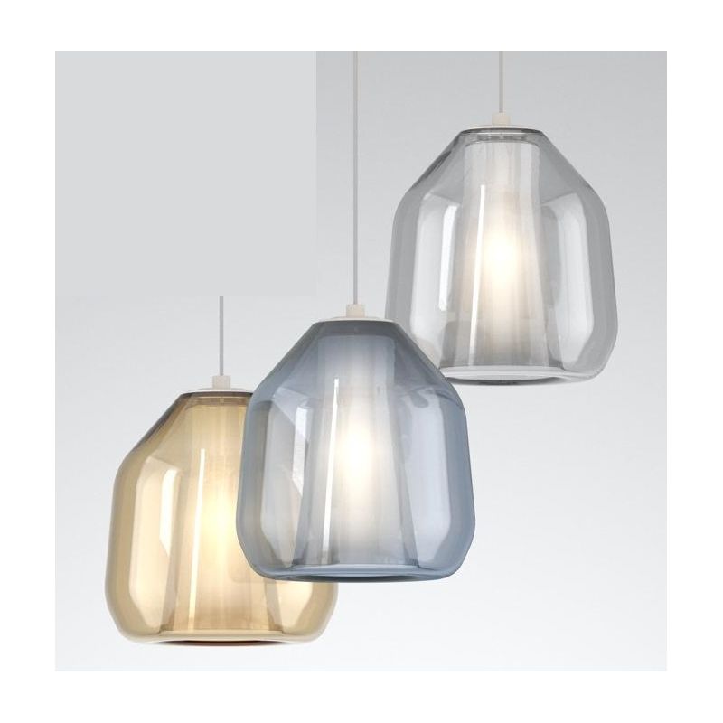 DOUBLE SKIN BETA SOSPENSIONE SINGOLA CON DIFFUSORE DI VETRO IN 3 COLORI LAMPADINA ATTACCO E27 MODERNA