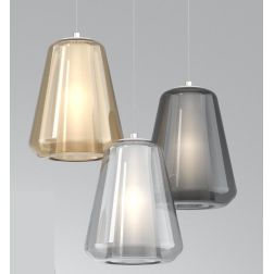 DOUBLE SKIN GAMMA SOSPENSIONE SINGOLA CON DIFFUSORE DI VETRO IN 3 COLORI LAMPADINA ATTACCO E27 MODERNA