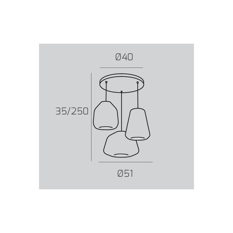 DOUBLE SKIN SOSPENSIONE ROTONDA 3 LUCI BIANCA DIFFUSORI IN VETRO TRASPARENTE LAMPADINE ATTACCO E27 MODERNA