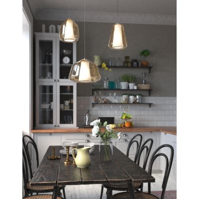 DOUBLE SKIN SOSPENSIONE ROTONDA 3 LUCI BIANCA DIFFUSORI IN VETRO TRASPARENTE LAMPADINE ATTACCO E27 MODERNA
