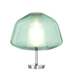 DOUBLE SKIN ALPHA LUMETTO CON BASE CROMO E DIFFUSORE IN VETRO AMBRA,VERDE O TRASPARENTE LAMPADINA ATTACCO E27