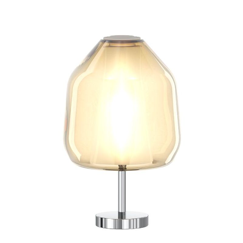 DOUBLE SKIN BETA LUMETTO CON BASE CROMO E DIFFUSORE IN VETRO AMBRA,BLU O TRASPARENTE LAMPADINA ATTACCO E27
