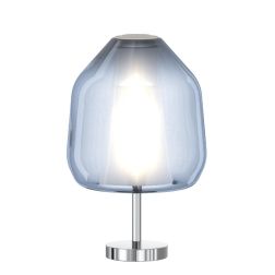 DOUBLE SKIN BETA LUMETTO CON BASE CROMO E DIFFUSORE IN VETRO AMBRA,BLU O TRASPARENTE LAMPADINA ATTACCO E27