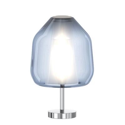 DOUBLE SKIN BETA LUMETTO CON BASE CROMO E DIFFUSORE IN VETRO AMBRA,BLU O TRASPARENTE LAMPADINA ATTACCO E27