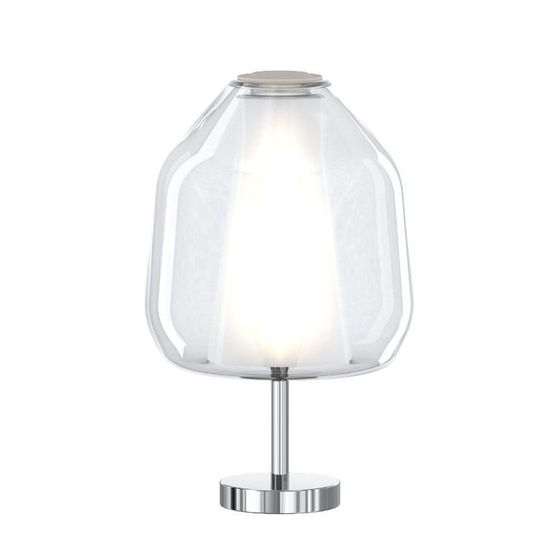 DOUBLE SKIN BETA LUMETTO CON BASE CROMO E DIFFUSORE IN VETRO AMBRA,BLU O TRASPARENTE LAMPADINA ATTACCO E27