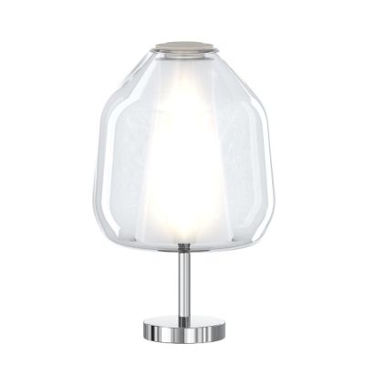 DOUBLE SKIN BETA LUMETTO CON BASE CROMO E DIFFUSORE IN VETRO AMBRA,BLU O TRASPARENTE LAMPADINA ATTACCO E27