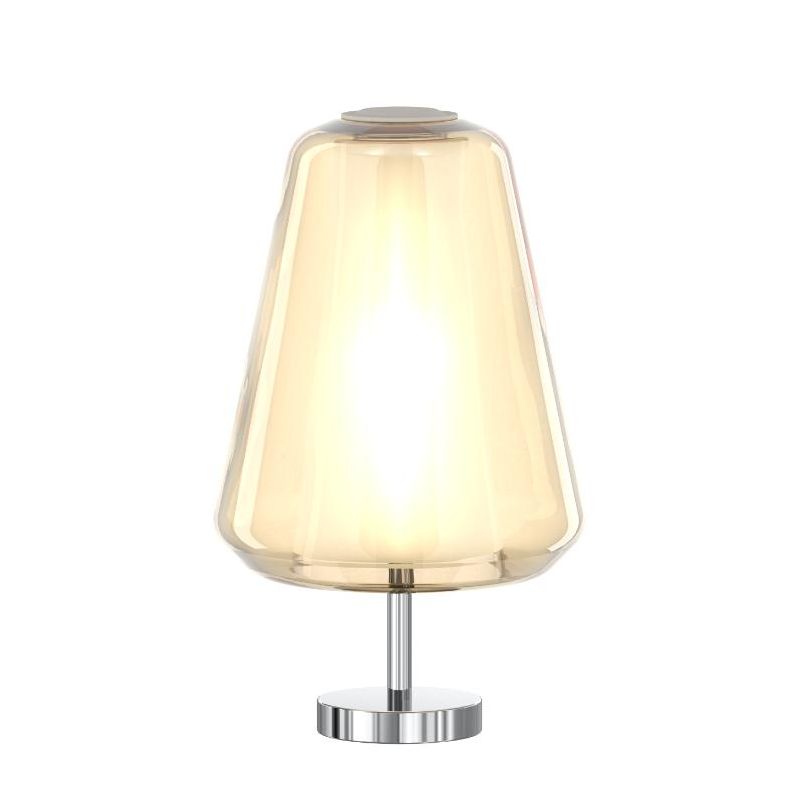 DOUBLE SKIN GAMMA LUMETTO CON BASE CROMO E DIFFUSORE IN VETRO AMBRA,FUME O TRASPARENTE LAMPADINA ATTACCO E27