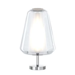 DOUBLE SKIN GAMMA LUMETTO CON BASE CROMO E DIFFUSORE IN VETRO AMBRA,FUME O TRASPARENTE LAMPADINA ATTACCO E27