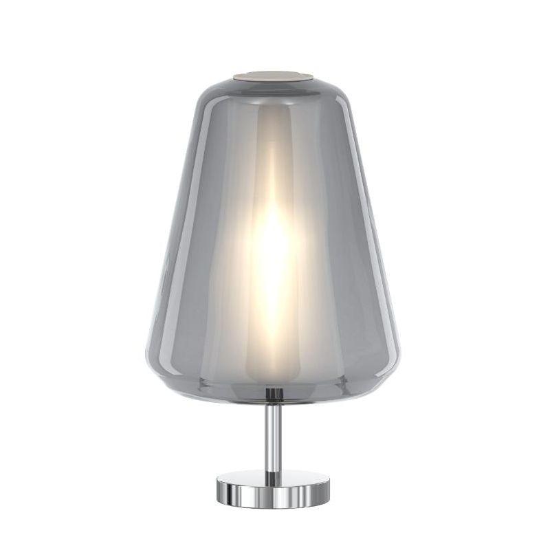 DOUBLE SKIN GAMMA LUMETTO CON BASE CROMO E DIFFUSORE IN VETRO AMBRA,FUME O TRASPARENTE LAMPADINA ATTACCO E27
