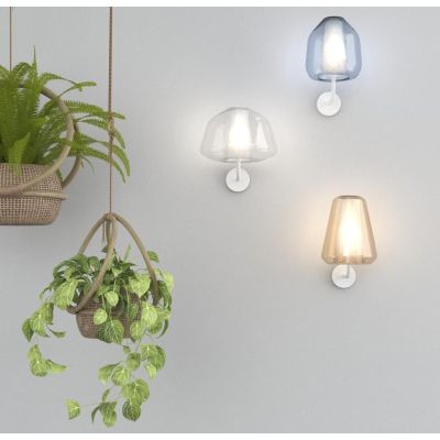 DOUBLE SKIN ALPHA APPLIQUE CON BASE CROMO E DIFFUSORE IN VETRO AMBRA,VERDE O TRASPARENTE LAMPADINA ATTACCO E27