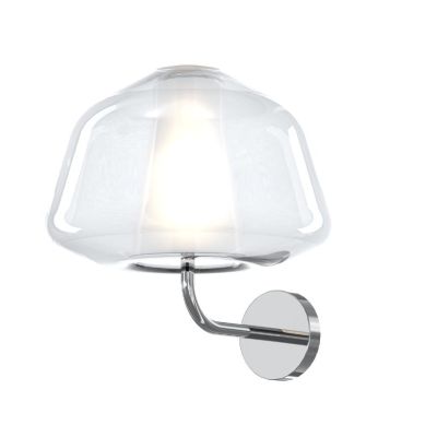 DOUBLE SKIN ALPHA APPLIQUE CON BASE CROMO E DIFFUSORE IN VETRO AMBRA,VERDE O TRASPARENTE LAMPADINA ATTACCO E27