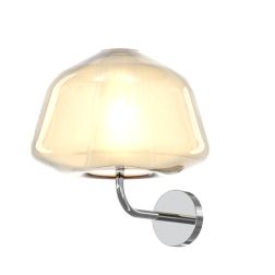 DOUBLE SKIN ALPHA APPLIQUE CON BASE CROMO E DIFFUSORE IN VETRO AMBRA,VERDE O TRASPARENTE LAMPADINA ATTACCO E27