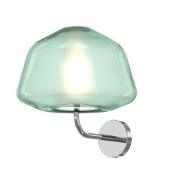 DOUBLE SKIN ALPHA APPLIQUE CON BASE CROMO E DIFFUSORE IN VETRO AMBRA,VERDE O TRASPARENTE LAMPADINA ATTACCO E27 2
