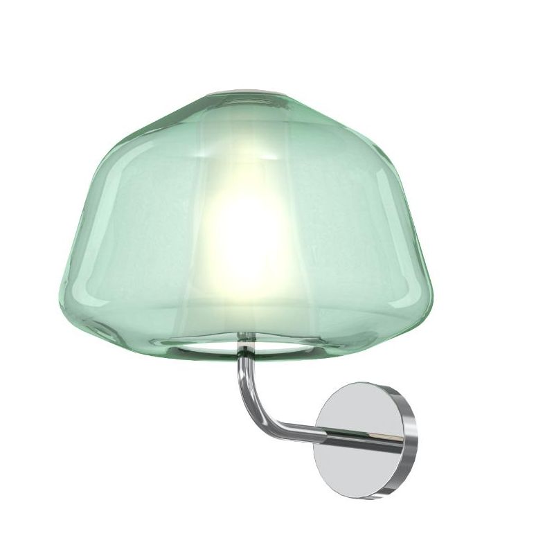 DOUBLE SKIN ALPHA APPLIQUE CON BASE CROMO E DIFFUSORE IN VETRO AMBRA,VERDE O TRASPARENTE LAMPADINA ATTACCO E27