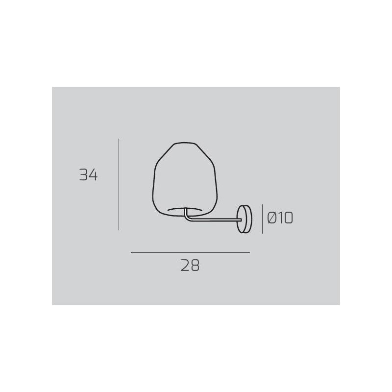 DOUBLE SKIN BETA APPLIQUE CON BASE CROMO E DIFFUSORE IN VETRO AMBRA,BLU O TRASPARENTE LAMPADINA ATTACCO E27