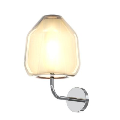 DOUBLE SKIN BETA APPLIQUE CON BASE CROMO E DIFFUSORE IN VETRO AMBRA,BLU O TRASPARENTE LAMPADINA ATTACCO E27