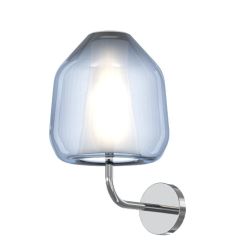 DOUBLE SKIN BETA APPLIQUE CON BASE CROMO E DIFFUSORE IN VETRO AMBRA,BLU O TRASPARENTE LAMPADINA ATTACCO E27 2