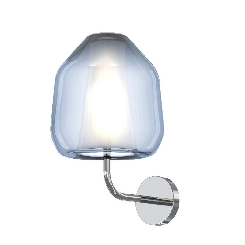 DOUBLE SKIN BETA APPLIQUE CON BASE CROMO E DIFFUSORE IN VETRO AMBRA,BLU O TRASPARENTE LAMPADINA ATTACCO E27