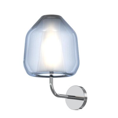 DOUBLE SKIN BETA APPLIQUE CON BASE CROMO E DIFFUSORE IN VETRO AMBRA,BLU O TRASPARENTE LAMPADINA ATTACCO E27