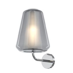 DOUBLE SKIN GAMMA APPLIQUE CON BASE CROMO E DIFFUSORE IN VETRO AMBRA, FUME O TRASPARENTE LAMPADINA ATTACCO E27