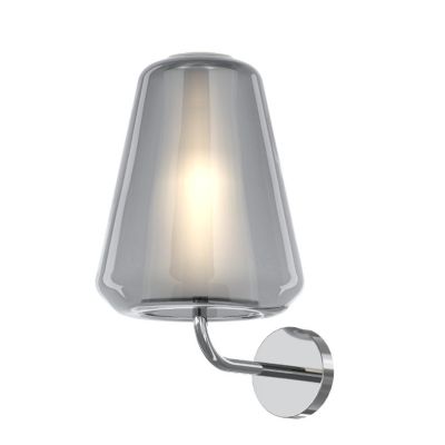 DOUBLE SKIN GAMMA APPLIQUE CON BASE CROMO E DIFFUSORE IN VETRO AMBRA, FUME O TRASPARENTE LAMPADINA ATTACCO E27